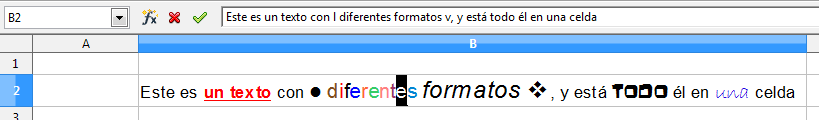 Formatear texto en celdas en Calc